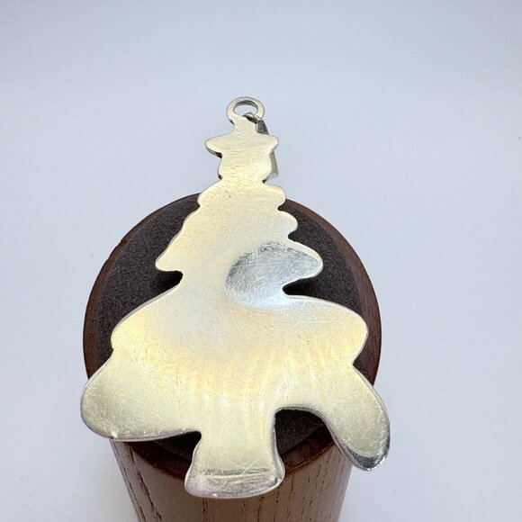 VTG Sterling Silver 925 Christmas Tree Puffed Design Pendant Size 3" Length - Picture 6 of 9